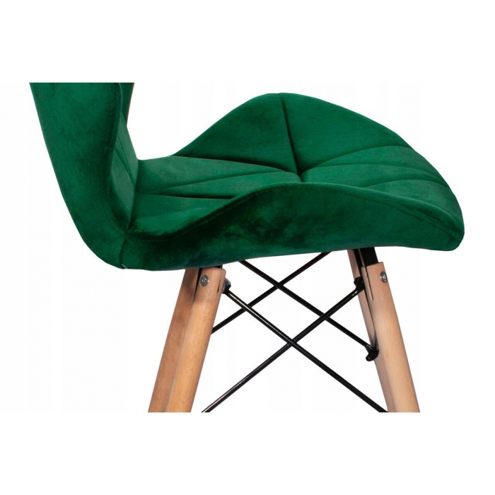 Set 4 scaune stil scandinav, Artool, Lago, catifea, lemn, verde, 48x43x74 cm [13]