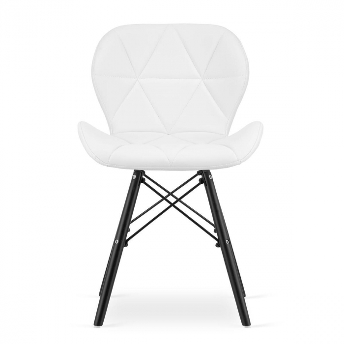 Set 4 scaune stil scandinav, Artool, Lago, piele ecologica, lemn, alb si negru, 47.5x52x74 cm [5]
