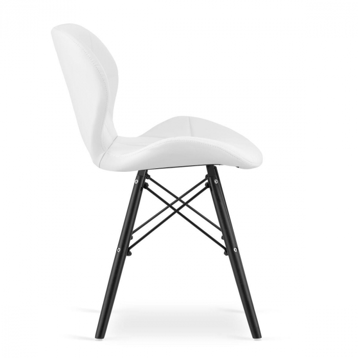 Set 4 scaune stil scandinav, Artool, Lago, piele ecologica, lemn, alb si negru, 47.5x52x74 cm [6]
