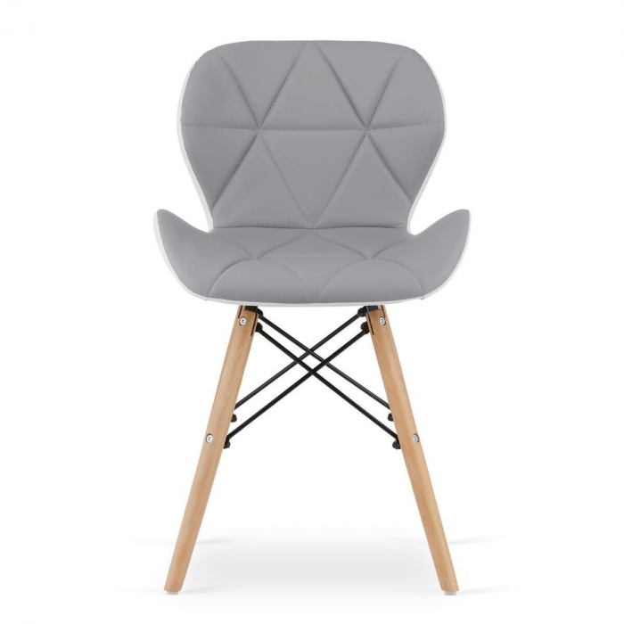 Set 4 scaune stil scandinav, Artool, Lago, piele ecologica, lemn, gri si alb, 47x52x73 cm [6]