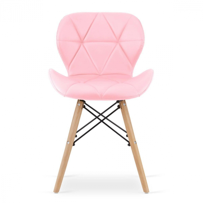 Set 4 scaune stil scandinav, Artool, Lago, piele ecologica, lemn, roz, 47x52x73 cm [5]