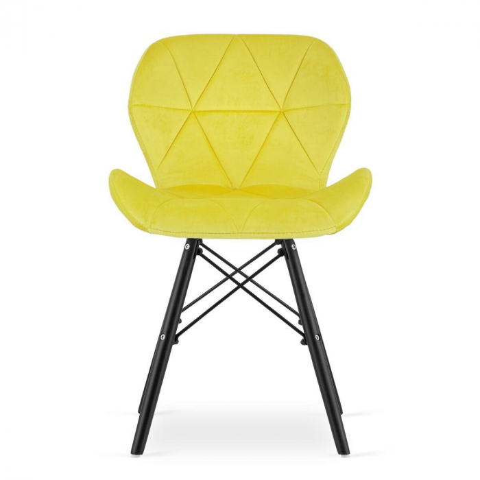 Set 4 scaune stil scandinav, Artool, Lago Velvet, catifea, lemn, galben si negru, 47x52x73.5 cm [2]