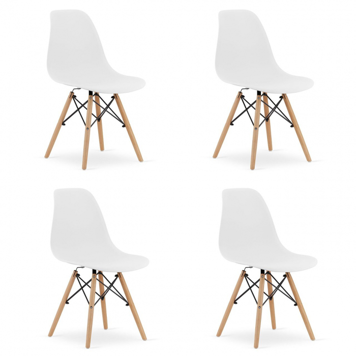Set 4 scaune stil scandinav, Artool, Osaka, PP, lemn, alb, 46x54x81 cm [1]