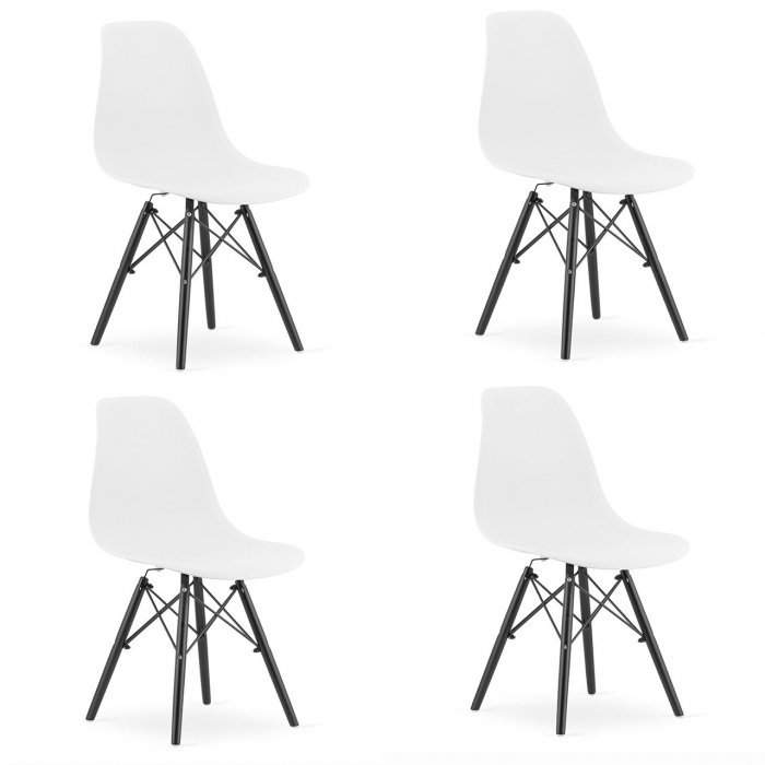 Set 4 scaune stil scandinav, Artool, Osaka, PP, lemn, alb si negru, 46x54x81 cm [1]