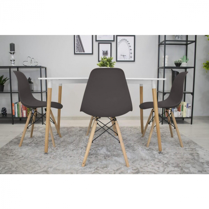 Set 4 scaune stil scandinav, Artool, Osaka, PP, lemn, cafeniu, 46x54x81 cm [10]
