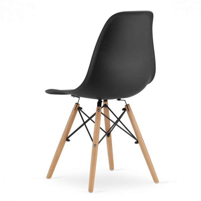 Set 4 scaune stil scandinav, Artool, Osaka, PP, lemn, negru si natur, 46x54x81 cm [6]