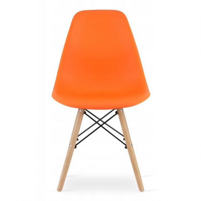 Set 4 scaune stil scandinav, Artool, Osaka, PP, lemn, portocaliu si natur, 46x54x81 cm [7]