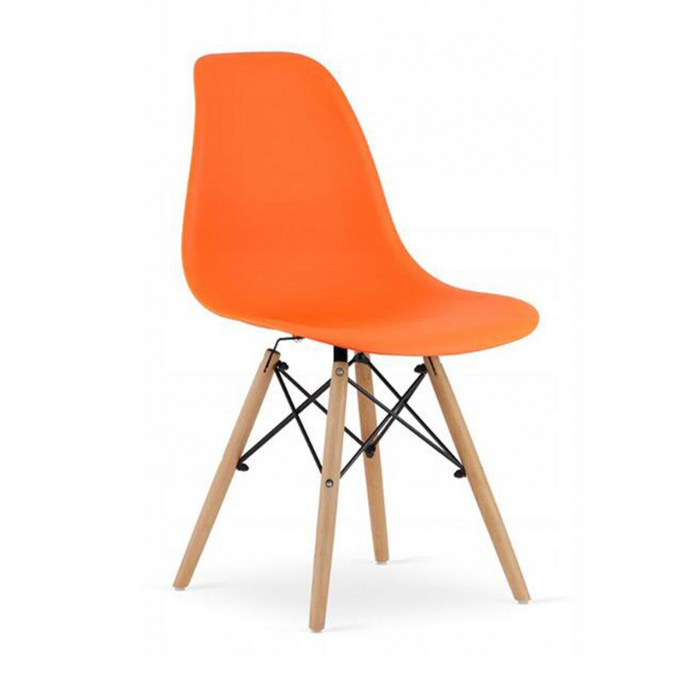 Set 4 scaune stil scandinav, Artool, Osaka, PP, lemn, portocaliu si natur, 46x54x81 cm [12]