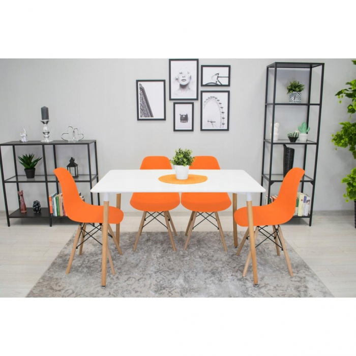 Set 4 scaune stil scandinav, Artool, Osaka, PP, lemn, portocaliu si natur, 46x54x81 cm [10]