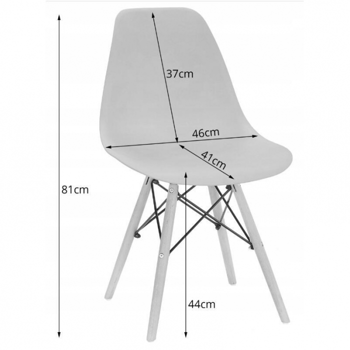 Set 4 scaune stil scandinav, Artool, Osaka, PP, lemn, portocaliu si natur, 46x54x81 cm [9]