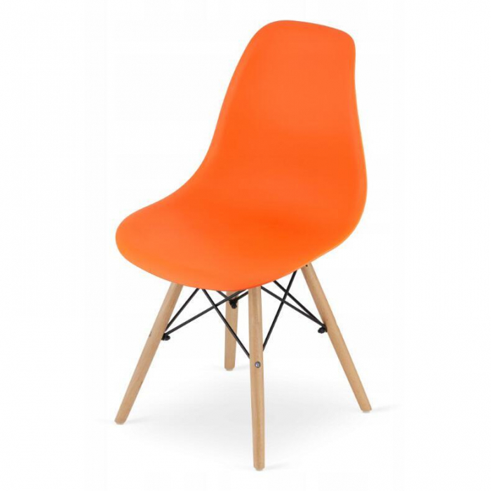 Set 4 scaune stil scandinav, Artool, Osaka, PP, lemn, portocaliu si natur, 46x54x81 cm [4]