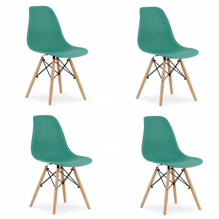 Set 4 scaune stil scandinav, Artool, Osaka, PP, lemn, verde, 46x54x81 cm [1]