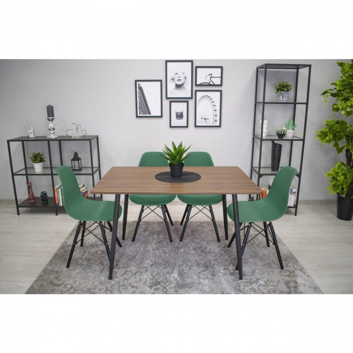 Set 4 scaune stil scandinav, Artool, Osaka, PP, lemn, verde si negru, 46x54x81 cm [5]