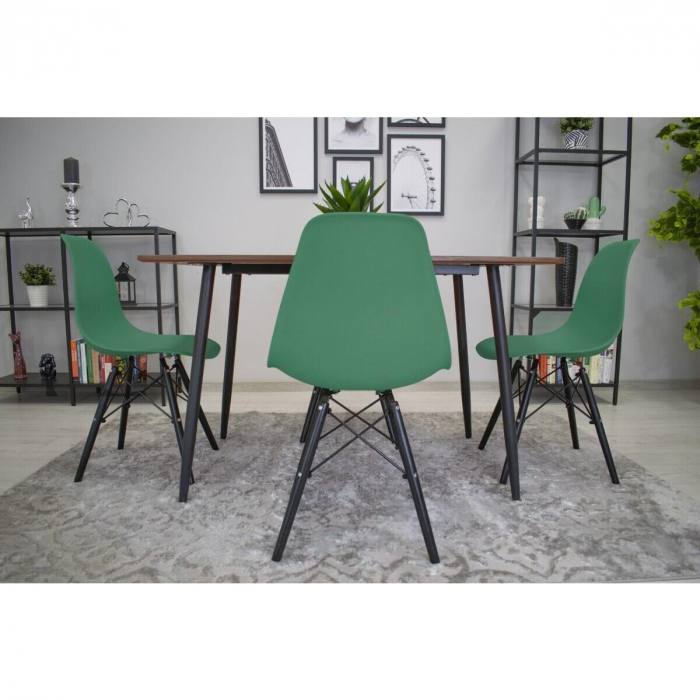 Set 4 scaune stil scandinav, Artool, Osaka, PP, lemn, verde si negru, 46x54x81 cm [3]