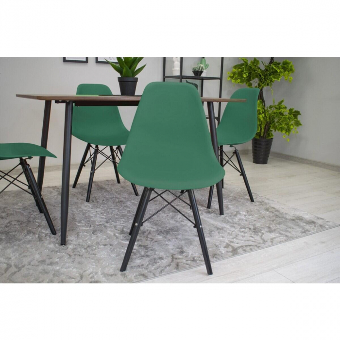 Set 4 scaune stil scandinav, Artool, Osaka, PP, lemn, verde si negru, 46x54x81 cm [4]