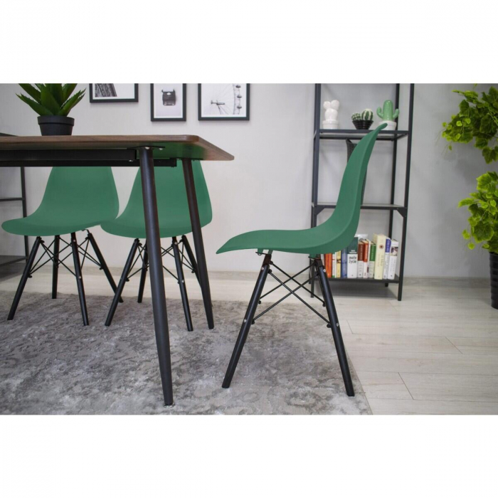 Set 4 scaune stil scandinav, Artool, Osaka, PP, lemn, verde si negru, 46x54x81 cm [12]