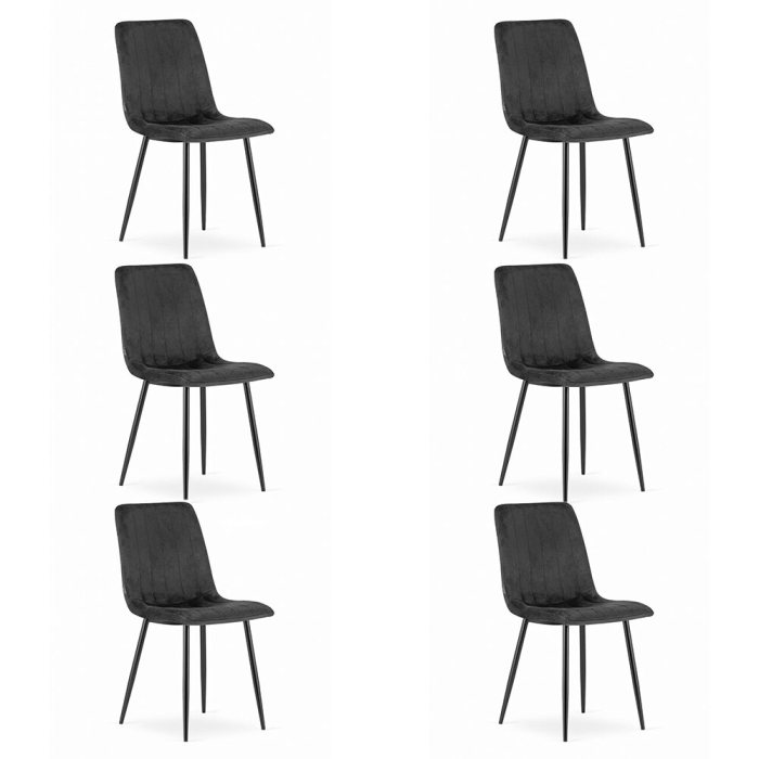 Set 6 scaune bucatarie/living, Artool, Lava, catifea, metal, negru, 43x51x90 cm [1]