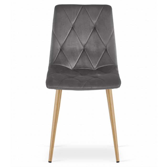 Set 6 scaune bucatarie/living, Artool, Libra, catifea, metal, gri, picioare natur, 45x54x86.5 cm [7]