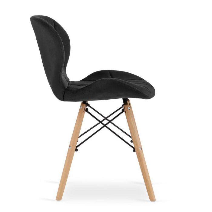 Set masa rotunda stil scandinav + 2 scaune Lago catifea, Artool, MDF si lemn, alb si negru, 60x72 cm [5]