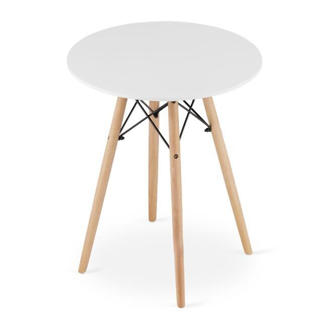 Set masa rotunda stil scandinav + 2 scaune Lago catifea, Artool, MDF si lemn, alb si negru, 60x72 cm [11]