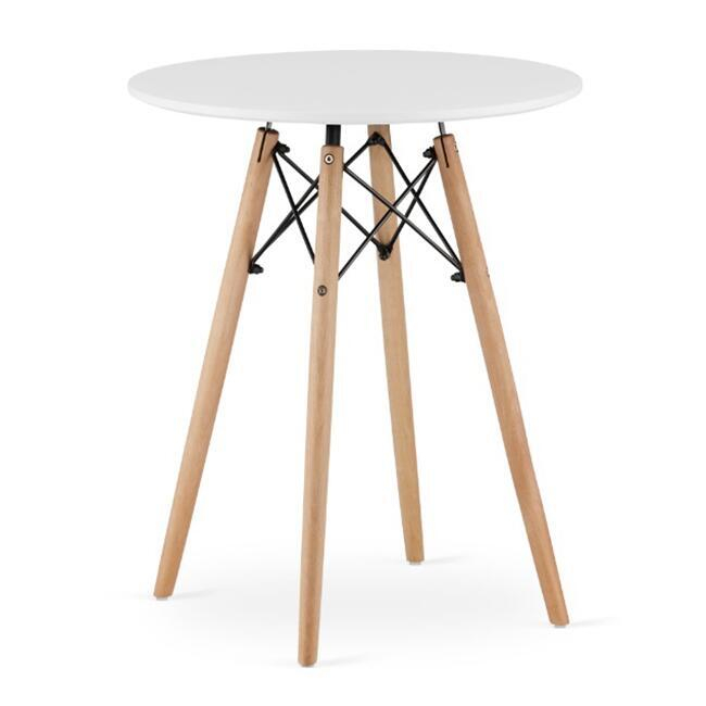 Set masa rotunda stil scandinav + 2 scaune Lago catifea, Artool, MDF si lemn, alb si negru, 60x72 cm [10]