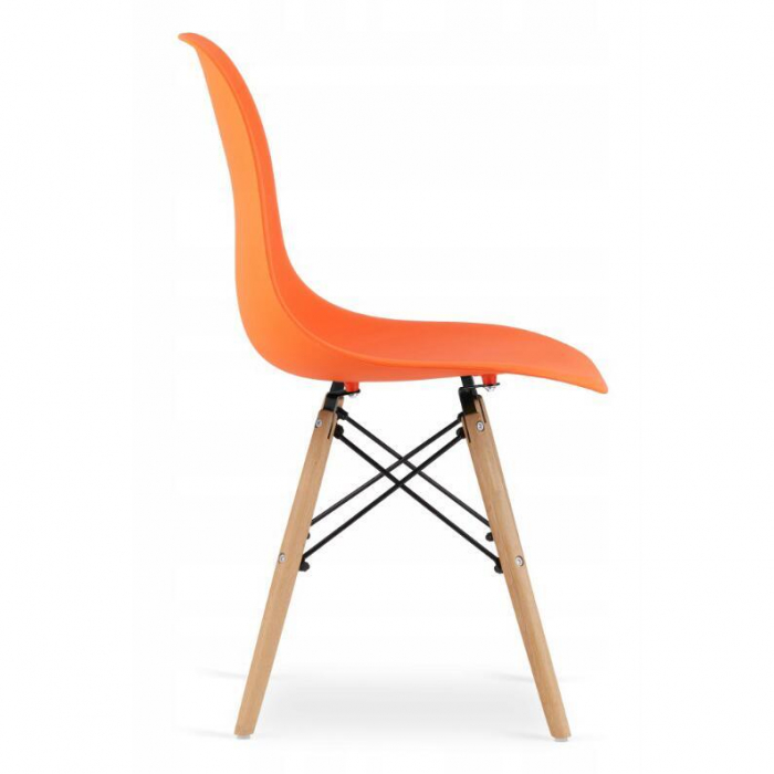 Set masa rotunda stil scandinav + 2 scaune Osaka, Artool, MDF si lemn, alb si portocaliu, 60x72 cm [7]