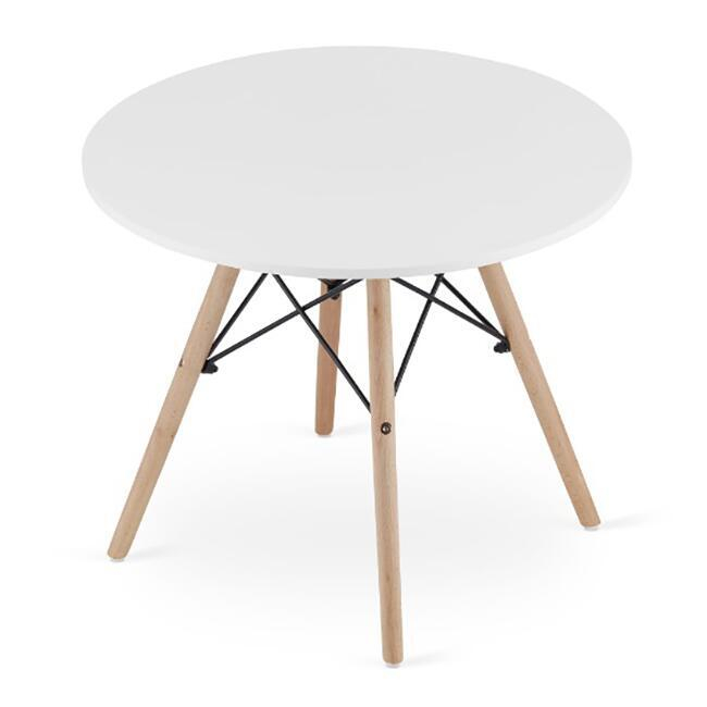 Set masa rotunda stil scandinav + 4 scaune Lago, Artool, MDF si lemn, alb si negru, 60x50 cm [11]