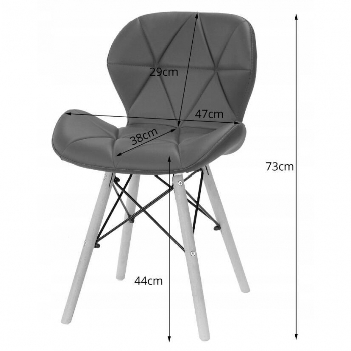 Set masa rotunda stil scandinav + 4 scaune Lago, Artool, MDF si lemn, alb si negru, 60x50 cm [6]