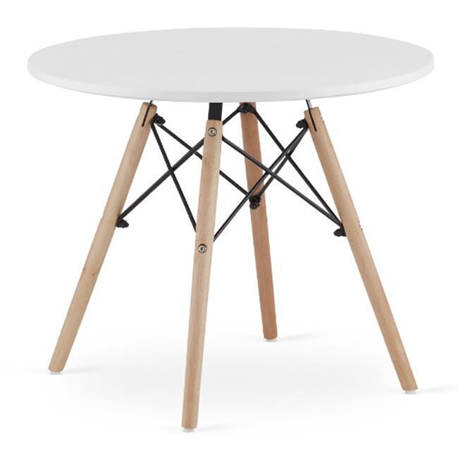 Set masa rotunda stil scandinav + 4 scaune Lago, Artool, MDF si lemn, alb si negru, 60x50 cm [8]