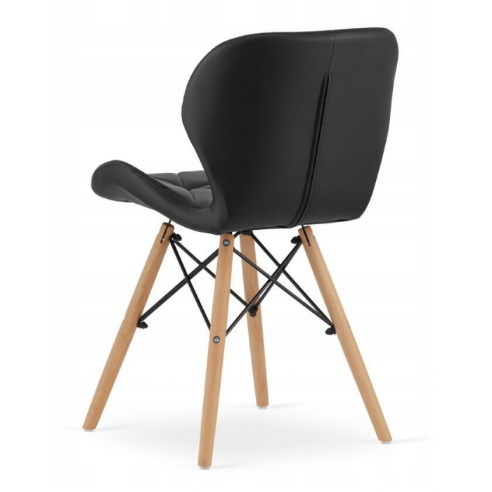 Set masa rotunda stil scandinav + 4 scaune Lago, Artool, MDF si lemn, alb si negru, 60x50 cm [3]