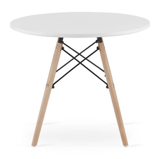 Set masa rotunda stil scandinav + 4 scaune Lago, Artool, MDF si lemn, alb si negru, 60x50 cm [10]