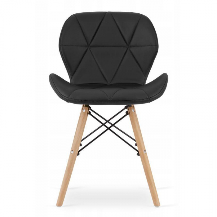 Set masa rotunda stil scandinav + 4 scaune Lago, Artool, MDF si lemn, alb si negru, 60x50 cm [4]