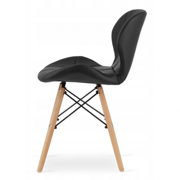 Set masa rotunda stil scandinav + 4 scaune Lago, Artool, MDF si lemn, alb si negru, 60x50 cm [5]