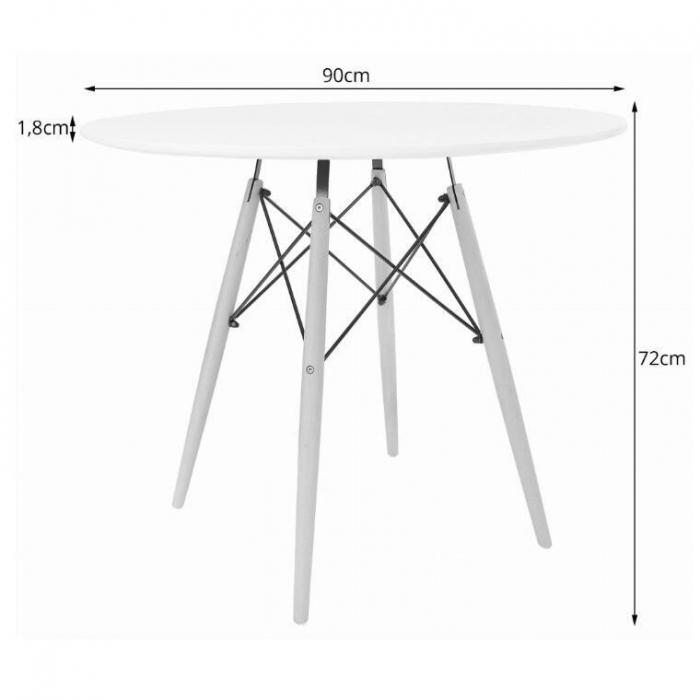 Set masa rotunda stil scandinav + 4 scaune Osaka negru, Artool, MDF si lemn, 90x72 cm [8]
