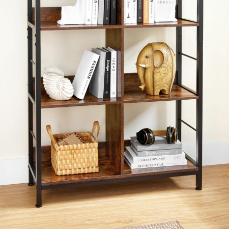 Biblioteca, Artool, pal si metal, 8 rafturi, maro rustic, 80x33x149 cm [2]