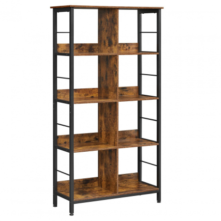 Mobila living si biblioteci - Biblioteca, Artool, pal si metal, 8 rafturi, maro rustic, 80x33x149 cm
