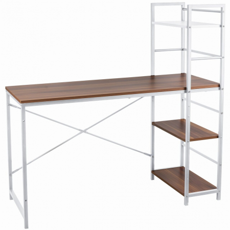 Birouri - Birou calculator, Jumi, pal melaminat, otel, 3 rafturi, natur si alb, 120x52x120 cm