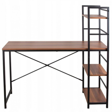 Birou calculator, Jumi, pal melaminat, otel, 3 rafturi, natur si negru, 120x52x120 cm [3]