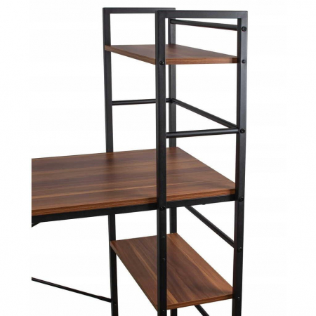 Birou calculator, Jumi, pal melaminat, otel, 3 rafturi, natur si negru, 120x52x120 cm [2]