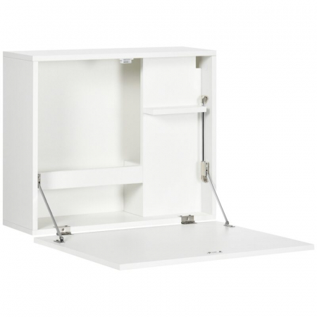 Birouri - Birou de perete, suspendat, pliabil, MDF, cu raft, alb, max 40 kg, 60x21.5x50 cm