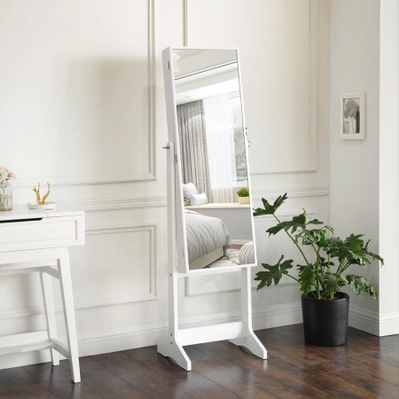 Cabinet bijuterii cu oglinda, Artool, MDF, raft interior, alb, 41.1x36.5x151.5 cm [6]