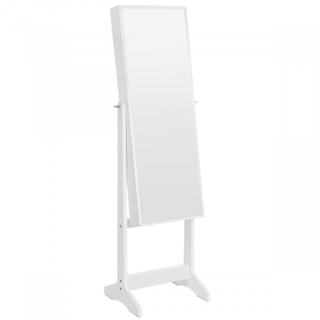 Cutii de bijuterii - Cabinet bijuterii cu oglinda, Artool, MDF, raft interior, alb, 41.1x36.5x151.5 cm