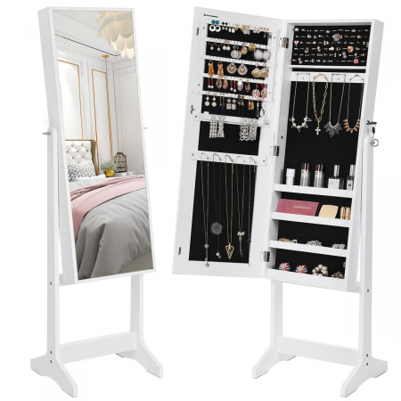 Cabinet bijuterii cu oglinda, Artool, MDF, raft interior, alb, 41.1x36.5x151.5 cm [8]