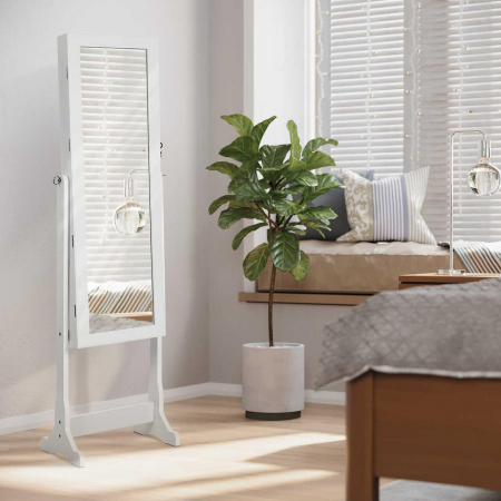 Cabinet bijuterii cu oglinda, Artool, MDF, raft interior, alb, 41x36x151 cm [4]