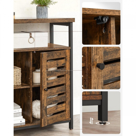 Comoda pal si otel, 8 rafturi, 2 usi, maro rustic, 100x35x81.5 cm [1]