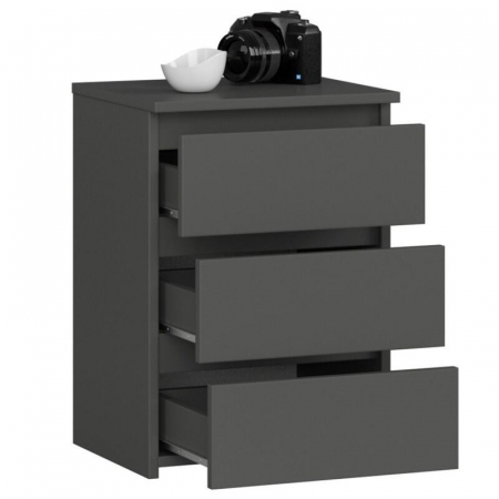 Comoda, placa laminata, 3 sertare, gri grafit, 40x35x56.8 cm [3]