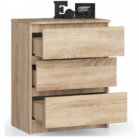 Comoda, placa laminata, 3 sertare, stejar Sonoma, 60x40x77 cm [6]