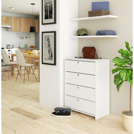 Comoda, placa laminata, 4 sertare, alb, 66x36x85 cm [1]