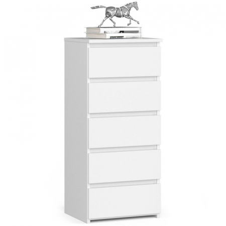 Comode - Comoda, placa laminata, 5 sertare, alb, 40x35x92 cm