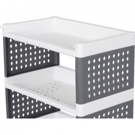 Comoda/raft plastic, MagicHome, pe roti, 4 polite, gri si alb, max 25 kg, 49x29x75.5 cm [1]